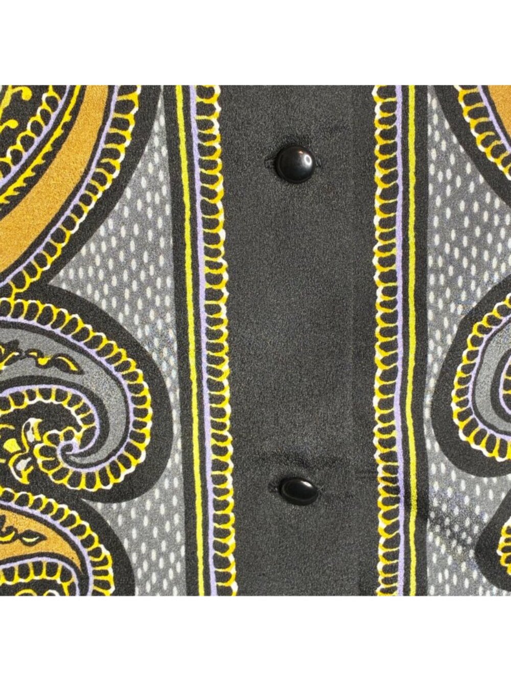 Bob Mackie Wearable Art Paisley Button-Up Shirt 2X Gray & Yellow Long Sleeve PET - Picture 11 of 11